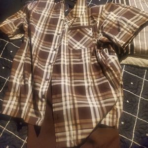 Brown and White Shirt and Short Set